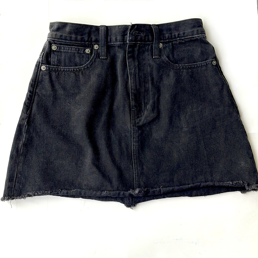 Madewell Women Black Mini Cotton Skirt Size 24